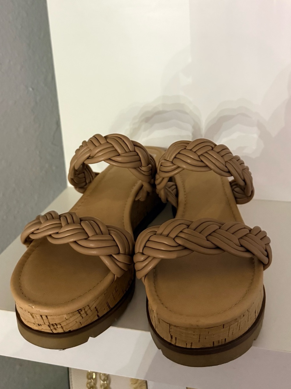 Dolce Vita Braided Double-Strap Platform Sandals in Beige